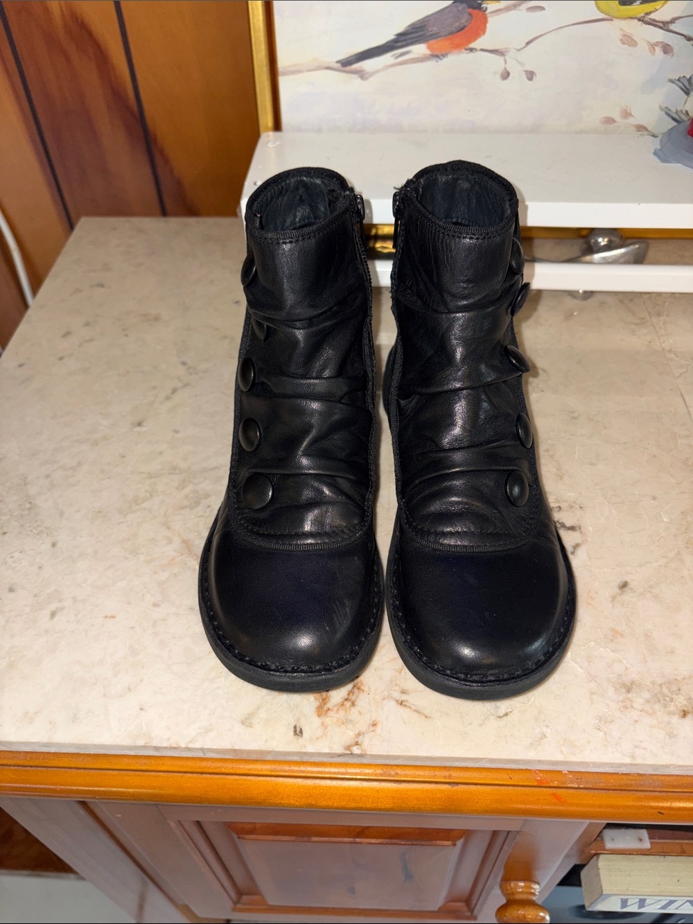 Miz Mooz-black Leather Ankle Boots